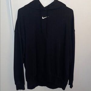 Nike Men's Black Hoodie with White Logo